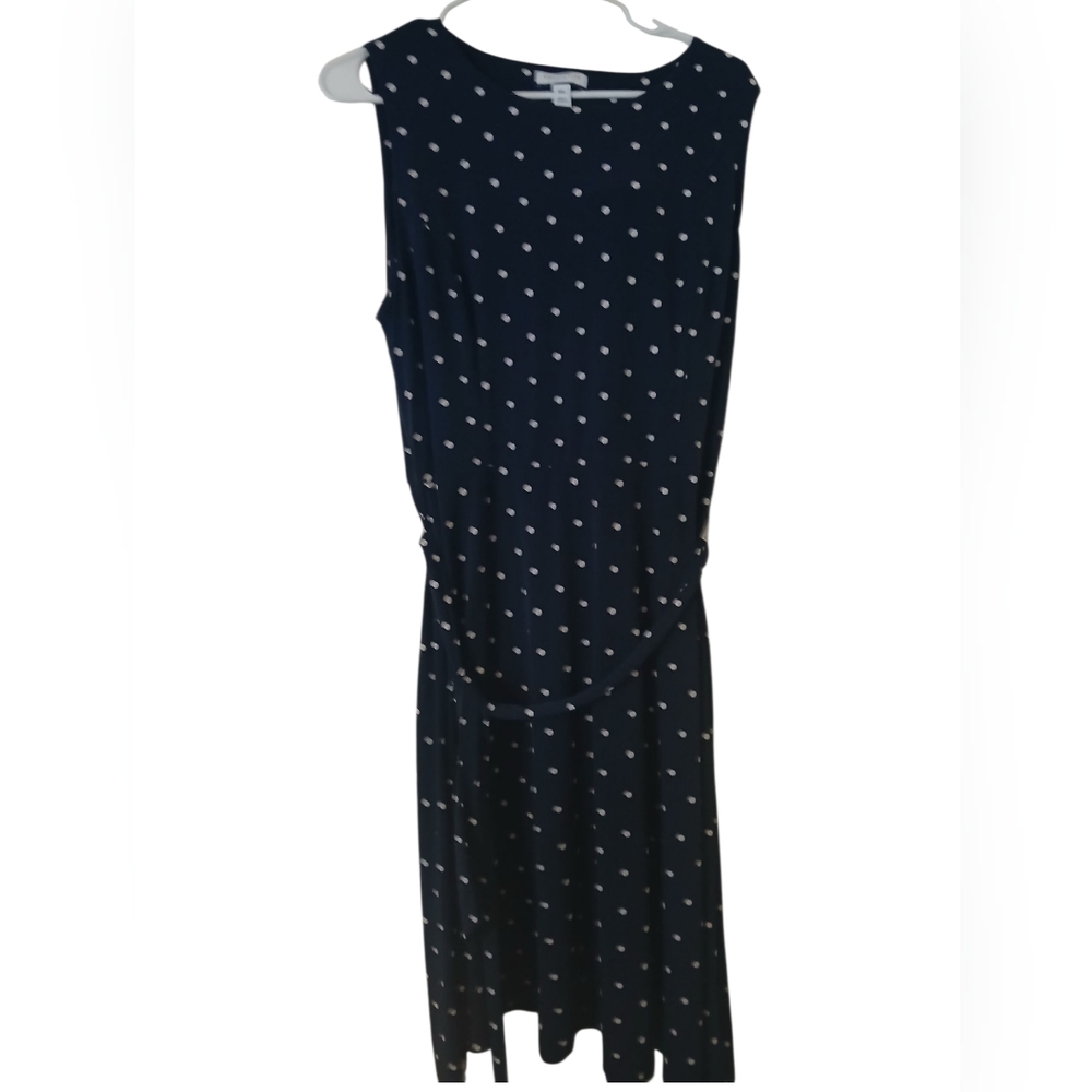 Charter Club Navy and White Polka Dot Top